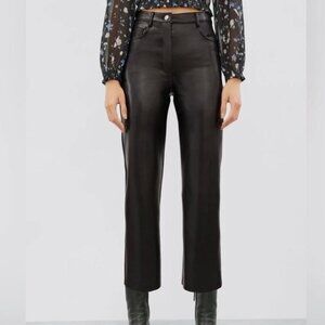 Aritzia Wilfred Black Vegan Leather Straight Leg Pants Size 6